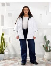 Женский теплый жилет с рукавами 3/4 цвет белый, Цвет: Белый, Размер: 58