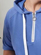 Женский спортивный костюм с коротким рукавом джинс, Цвет: Светло-синий, Размер: 48, изображение 3