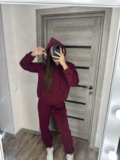 Женский теплый костюм двойка цвет бордо, Цвет: Бордовый, Размер: 54, изображение 3