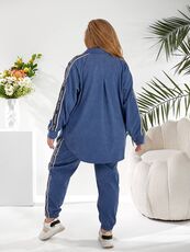 Женский прогулочный костюм джинсового цвета, Цвет: Синий, Размер: 48, изображение 3