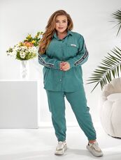 Женский прогулочный костюм зеленого цвета, Цвет: Зеленый, Размер: 48