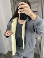 Женский теплый костюм двойка цвет серый, Цвет: Серый, Размер: 54, изображение 4