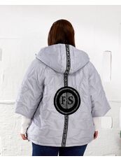 Женский теплый жилет с рукавами 3/4 цвет светло-серый, Цвет: Светло-серый, Размер: 50, изображение 4