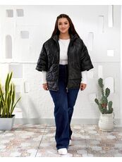 Женский теплый жилет с рукавами 3/4 цвет черный, Цвет: Черный, Размер: 50