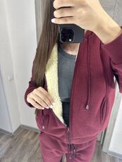 Женский теплый костюм двойка цвет бордо, Цвет: Бордовый, Размер: 54, изображение 2