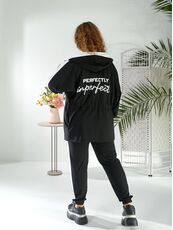 Женский прогулочный костюм черного цвета, Цвет: Черный, Размер: 48, изображение 4