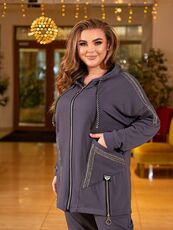 Женский спортивный костюм цвет графит, Цвет: Графитовый, Размер: 56, изображение 5