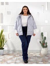 Женский теплый жилет с рукавами 3/4 цвет светло-серый, Цвет: Светло-серый, Размер: 50