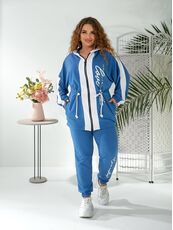 Женский прогулочный костюм джинсового цвета, Цвет: Синий, Размер: 48