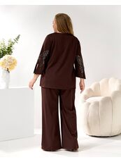 Женский трикотажный костюм двойка цвет шоколад, Цвет: Коричневый, Размер: 48, изображение 6