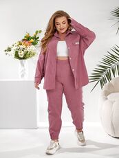 Женский прогулочный костюм цвета фрез, Цвет: Розовый, Размер: 48, изображение 6