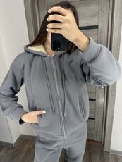 Женский теплый костюм двойка цвет серый, Цвет: Серый, Размер: 54, изображение 2