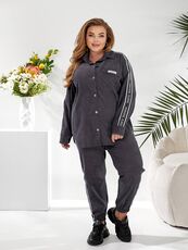 Женский прогулочный костюм графитового цвета, Цвет: Серый, Размер: 48, изображение 6