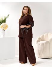 Женский трикотажный костюм двойка цвет шоколад, Цвет: Коричневый, Размер: 48, изображение 2