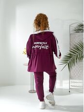 Женский прогулочный костюм сливового цвета, Цвет: Бордовый, Размер: 48, изображение 4