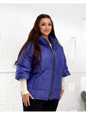 Женский теплый жилет с рукавами 3/4 цвет электрик, Цвет: Синий, Размер: 50, изображение 5