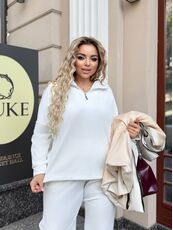 Женский велюровый костюм тройка с жилеткой цвет молочный, Цвет: Кремовий, Размер: 52, изображение 4