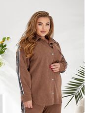 Женский прогулочный костюм цвета мокко, Цвет: Темно-бежевый, Размер: 48, изображение 2