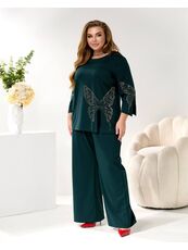 Женский трикотажный костюм двойка цвет изумрудный, Цвет: Изумрудный, Размер: 48, изображение 5