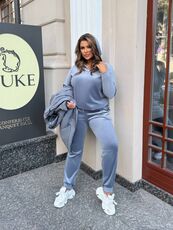 Женский велюровый костюм тройка с жилеткой цвет серый, Цвет: Серый, Размер: 48, изображение 3