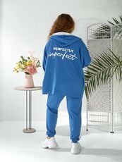 Женский прогулочный костюм джинсового цвета, Цвет: Синий, Размер: 48, изображение 4