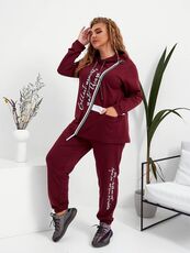 Женский спортивный костюм цвет марсала, Цвет: Бордовый, Размер: 56, изображение 3