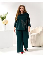 Женский трикотажный костюм двойка цвет изумрудный, Цвет: Изумрудный, Размер: 48, изображение 3