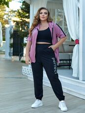 Женский прогулочный костюм двойка цвет фрез, Цвет: Лиловый, Размер: 56, изображение 6