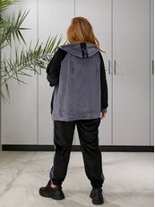 Женский пргулочный костюм двойка цвет графит-черный, Цвет: Графитовый, Размер: 48, изображение 4