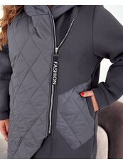 Женский демисезонный теплый кардиган серого цвета, Цвет: Серый, Размер: 48, изображение 3