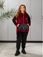 Женский пргулочный костюм двойка цвет бордовый-черный, Цвет: Бордовый, Размер: 48, изображение 5