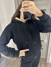 Женский теплый костюм двойка цвет черный, Цвет: Черный, Размер: 54, изображение 4