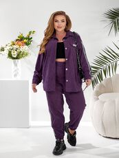 Женский прогулочный костюм сливового цвета, Цвет: Фиолетовый, Размер: 48