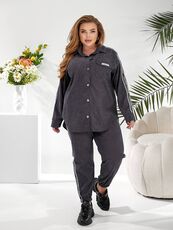 Женский прогулочный костюм графитового цвета, Цвет: Серый, Размер: 48