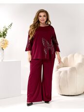 Женский трикотажный костюм двойка цвет бордовый, Цвет: Бордовый, Размер: 48, изображение 6