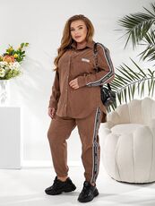 Женский прогулочный костюм цвета мокко, Цвет: Темно-бежевый, Размер: 48, изображение 6