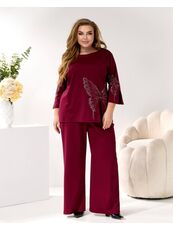 Женский трикотажный костюм двойка цвет бордовый, Цвет: Бордовый, Размер: 48
