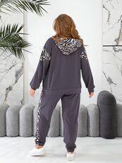 Женский прогулочный костюм графитового цвета, Цвет: Серый, Размер: 48, изображение 4