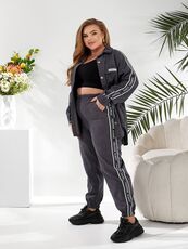 Женский прогулочный костюм графитового цвета, Цвет: Серый, Размер: 48, изображение 2