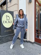 Женский велюровый костюм тройка с жилеткой цвет серый, Цвет: Серый, Размер: 48