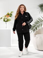 Женский прогулочный костюм черного цвета, Цвет: Черный, Размер: 48, изображение 5