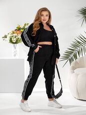 Женский прогулочный костюм черного цвета, Цвет: Черный, Размер: 48, изображение 3