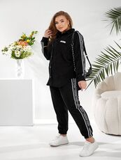 Женский прогулочный костюм черного цвета, Цвет: Черный, Размер: 48, изображение 6