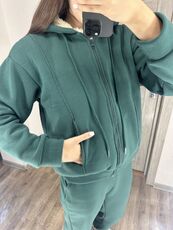 Женский теплый костюм двойка цвет зеленый, Цвет: Зеленый, Размер: 54, изображение 4