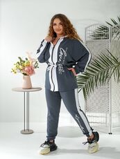 Женский прогулочный костюм графитового цвета, Цвет: Серый, Размер: 48, изображение 5