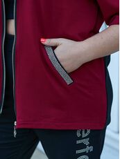 Женский прогулочный костюм двойка цвет бордовый, Цвет: Бордовый, Размер: 52, изображение 3