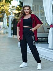 Женский прогулочный костюм двойка цвет бордовый, Цвет: Бордовый, Размер: 52, изображение 5