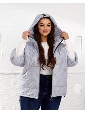 Женский теплый жилет с рукавами 3/4 цвет светло-серый, Цвет: Светло-серый, Размер: 50, изображение 2