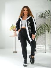 Женский прогулочный костюм черного цвета, Цвет: Черный, Размер: 48