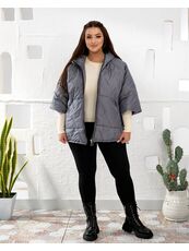 Женский теплый жилет с рукавами 3/4 цвет графит, Цвет: Графитовый, Размер: 50